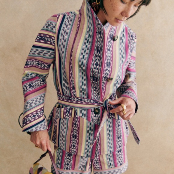 Sezane Urlich Jacket Pink Blue Size 36 - Picture 15 of 15
